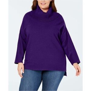 Style & Co Womens sz 0X Purple Turtleneck Knit Dolman Sleeve Sweater NEW